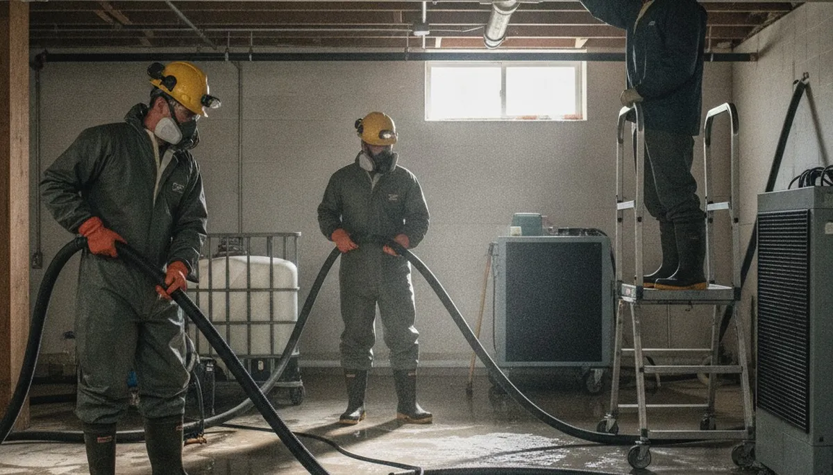 Burst pipe cleanup team restoring water-damaged Simi Valley, CA home after plumbing leak