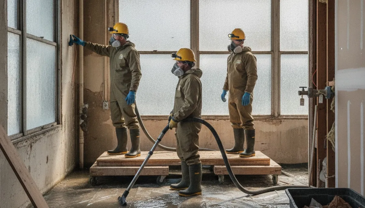 Water damage crew cleaning up burst pipe damage in Simi Valley, CA home