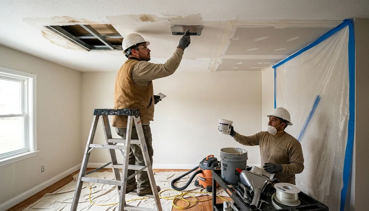 Ceiling water damage repair in Simi Valley, CA for water-stained home ceilings