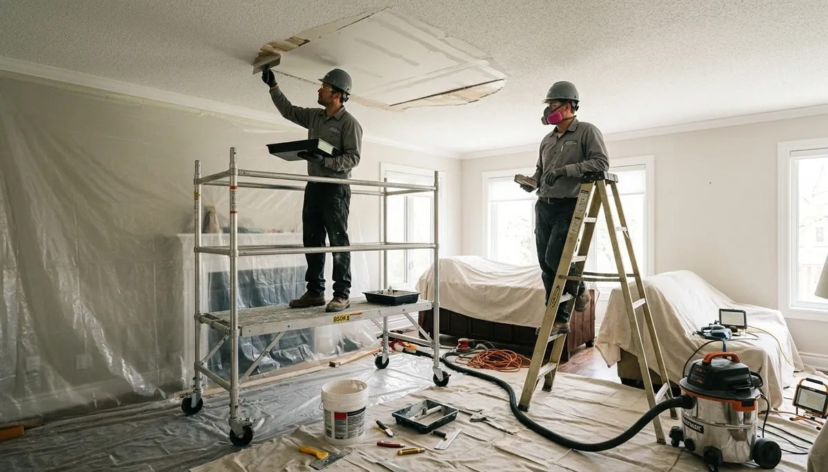 Ceiling water damage repair in Simi Valley, CA for stained, weakened home ceilings