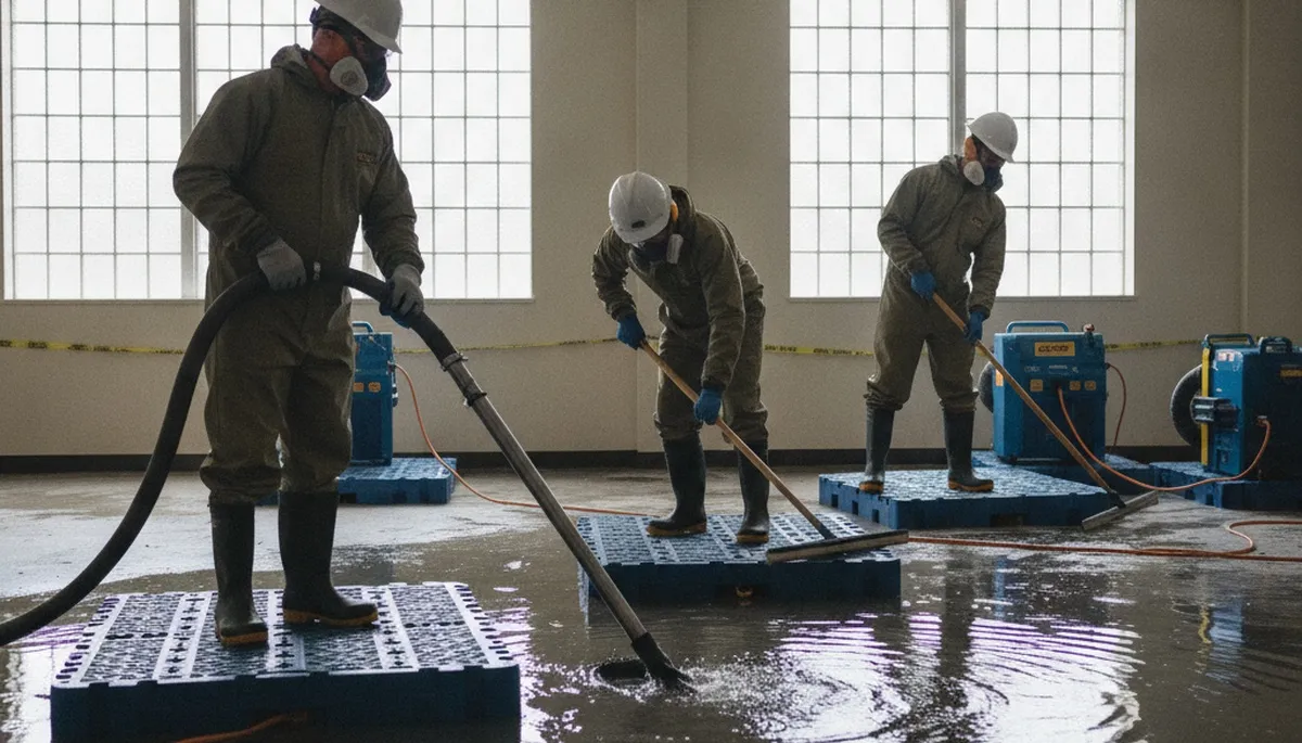 Emergency water removal crew in Simi Valley, CA handling flood damage cleanup for homes