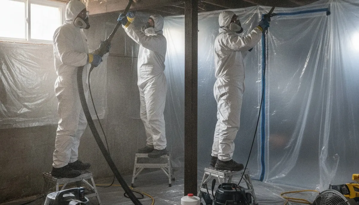 Mold removal technicians inspecting water-damaged home in Simi Valley, CA