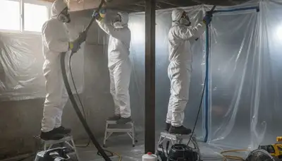 Mold removal technicians inspecting water-damaged home in Simi Valley, CA