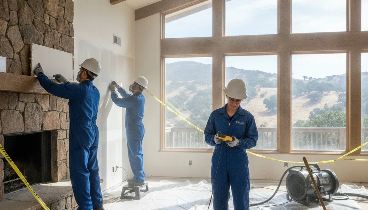 Water damage restoration team serving Simi Valley, CA with professional cleanup equipment