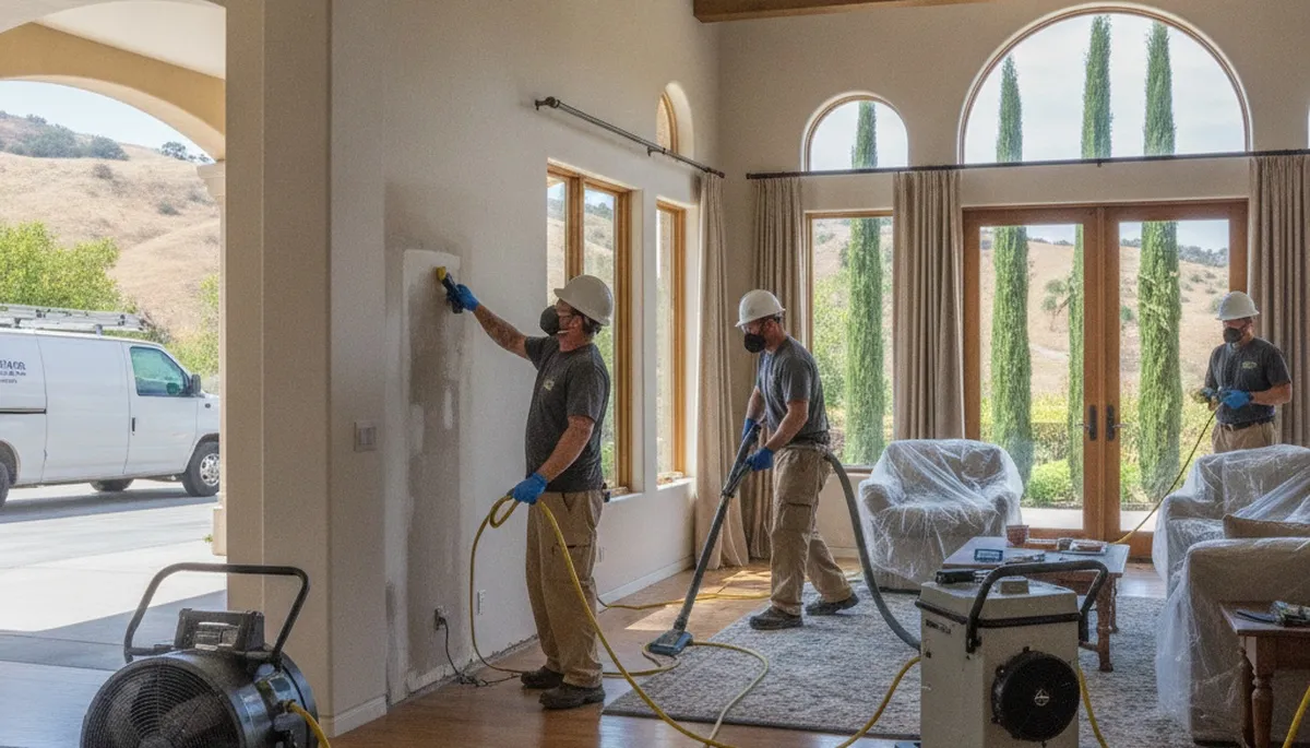 Water damage restoration team in Simi Valley, CA providing professional water extraction and cleanup