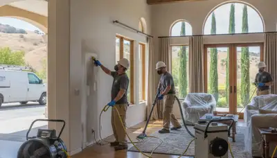 Water damage restoration team in Simi Valley, CA providing professional water extraction and cleanup