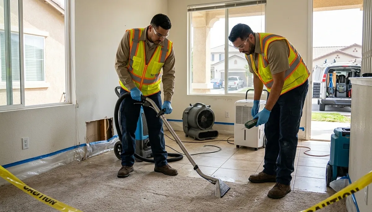 Water damage restoration team in Simi Valley, CA providing fast emergency cleanup service