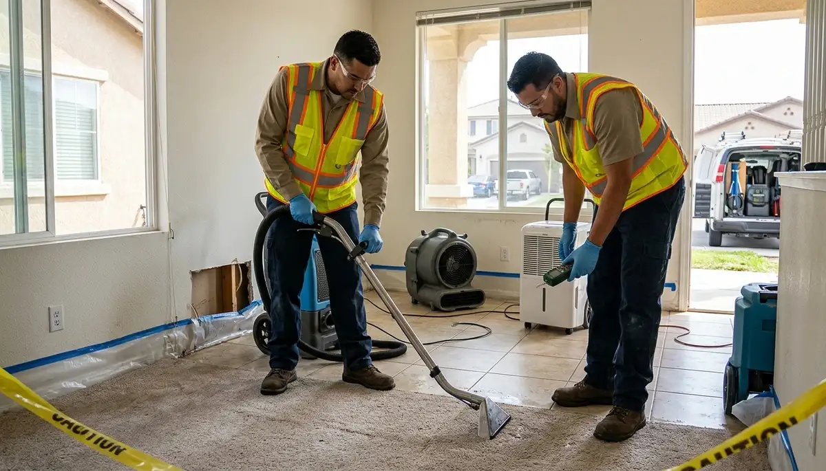 Water damage restoration team in Simi Valley, CA providing fast emergency cleanup service