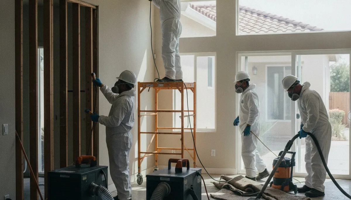 Water damage restoration team in Simi Valley, CA providing emergency cleanup and repair services