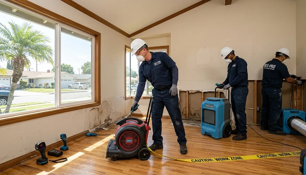 Water damage restoration team in Simi Valley, CA providing emergency cleanup and drying services