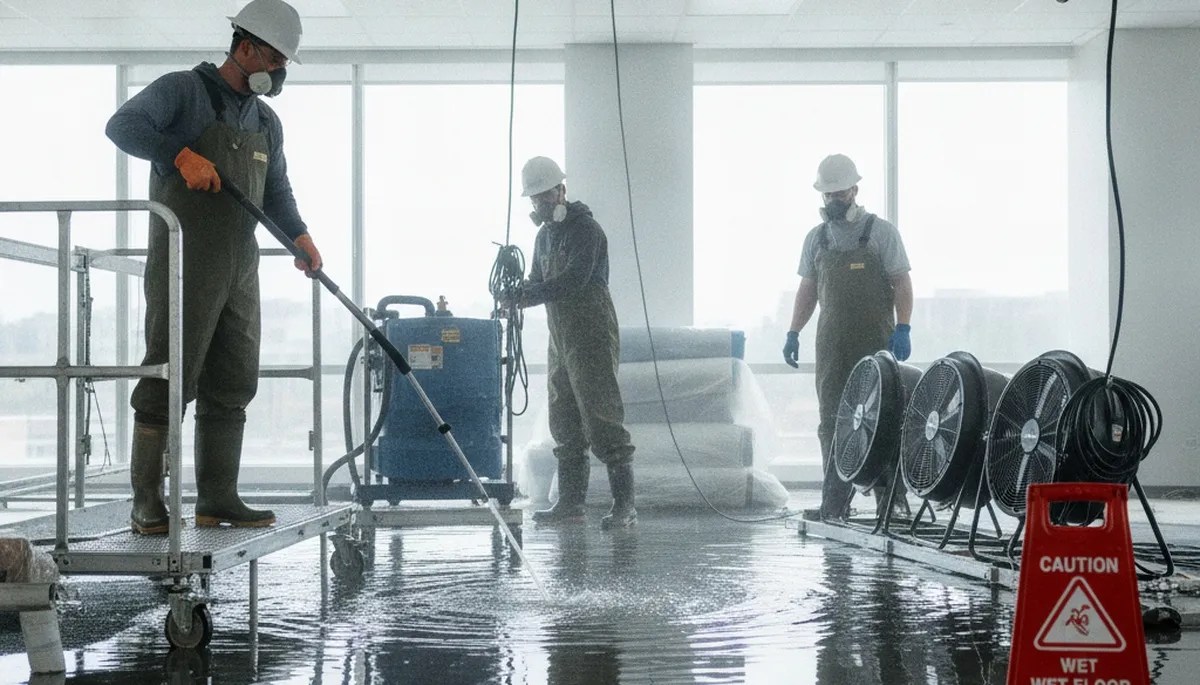 Water damage restoration crew serving Simi Valley, CA, with 24/7 emergency response