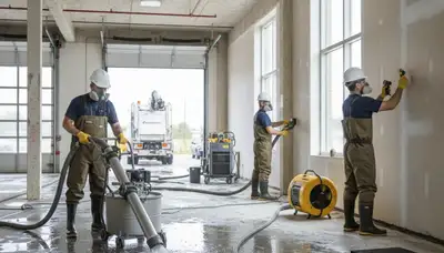 Water damage restoration crew in Simi Valley, CA responding to home flooding and moisture damage