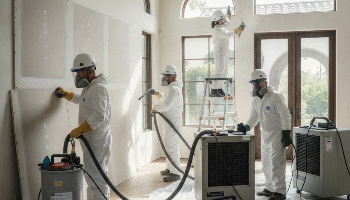 Water damage restoration team in Simi Valley, CA providing emergency cleanup and drying services