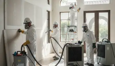 Water damage restoration team in Simi Valley, CA providing emergency cleanup and drying services