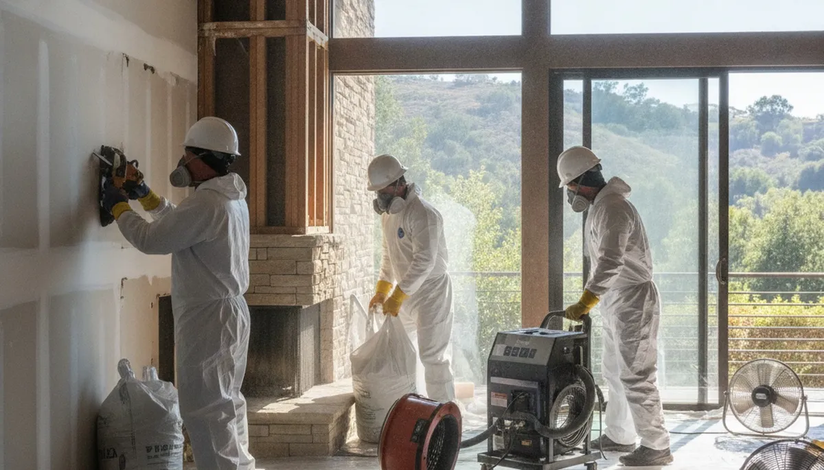 Water damage restoration team in Simi Valley, CA inspecting a home for water damage and cleanup needs