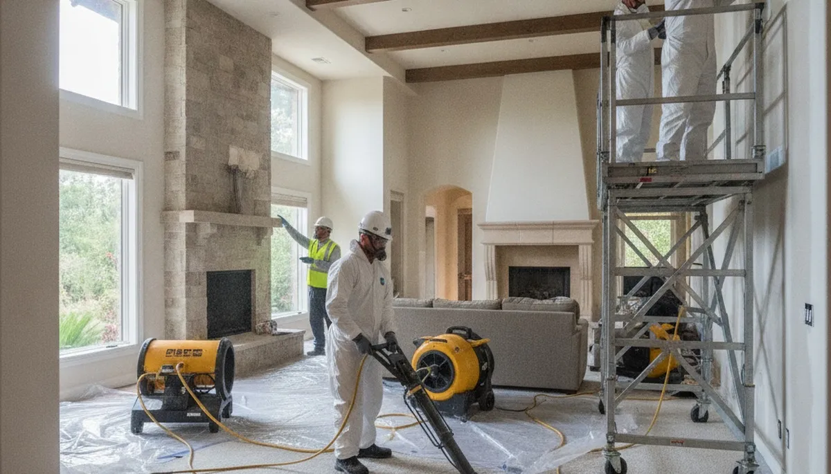 Water damage restoration team in Simi Valley, CA performing professional cleanup services