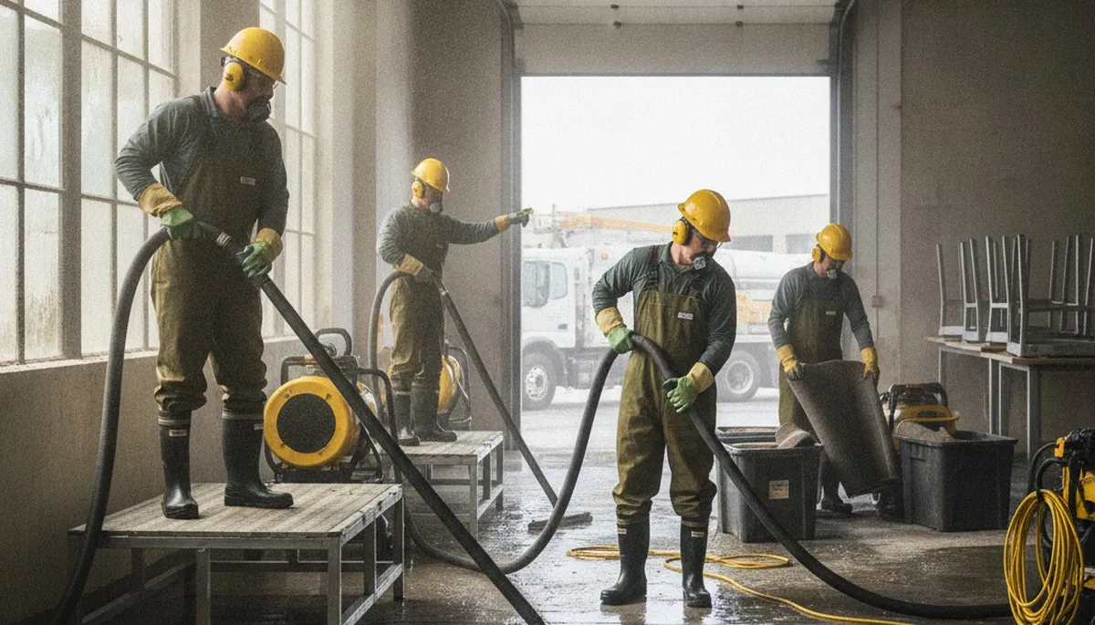Water extraction service in Simi Valley, CA removing standing water from a home floor