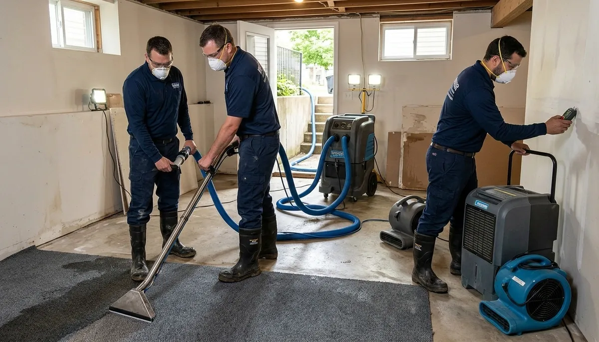 Water extraction service in Simi Valley, CA removing standing water from a flooded home